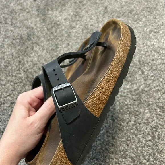 Black Leather Birkenstock Gizeh Size 38 - Picture 3 of 6